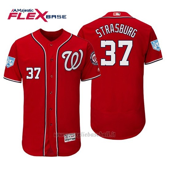 Maglia Baseball Uomo Washington Nationals Stephen Strasburg Flex Base Entrenamiento De Primavera 2019 Rosso